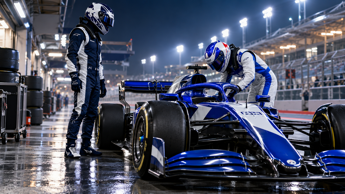 AI-generated navy-white and blue-white racing suits for the Yuki Tsunoda AlphaTauri and RB guide.