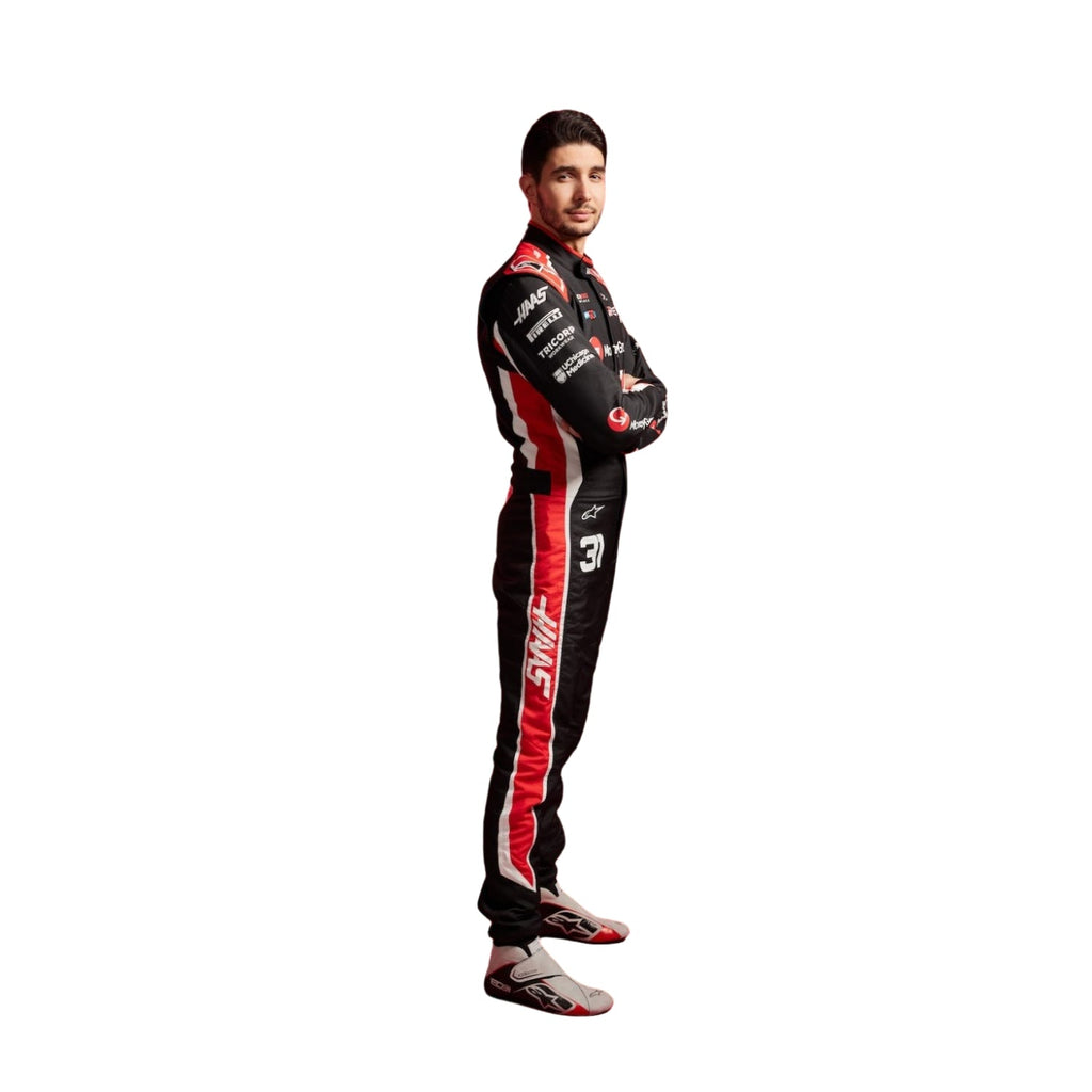 Esteban Ocon Haas 2025 F1 racing suit back view