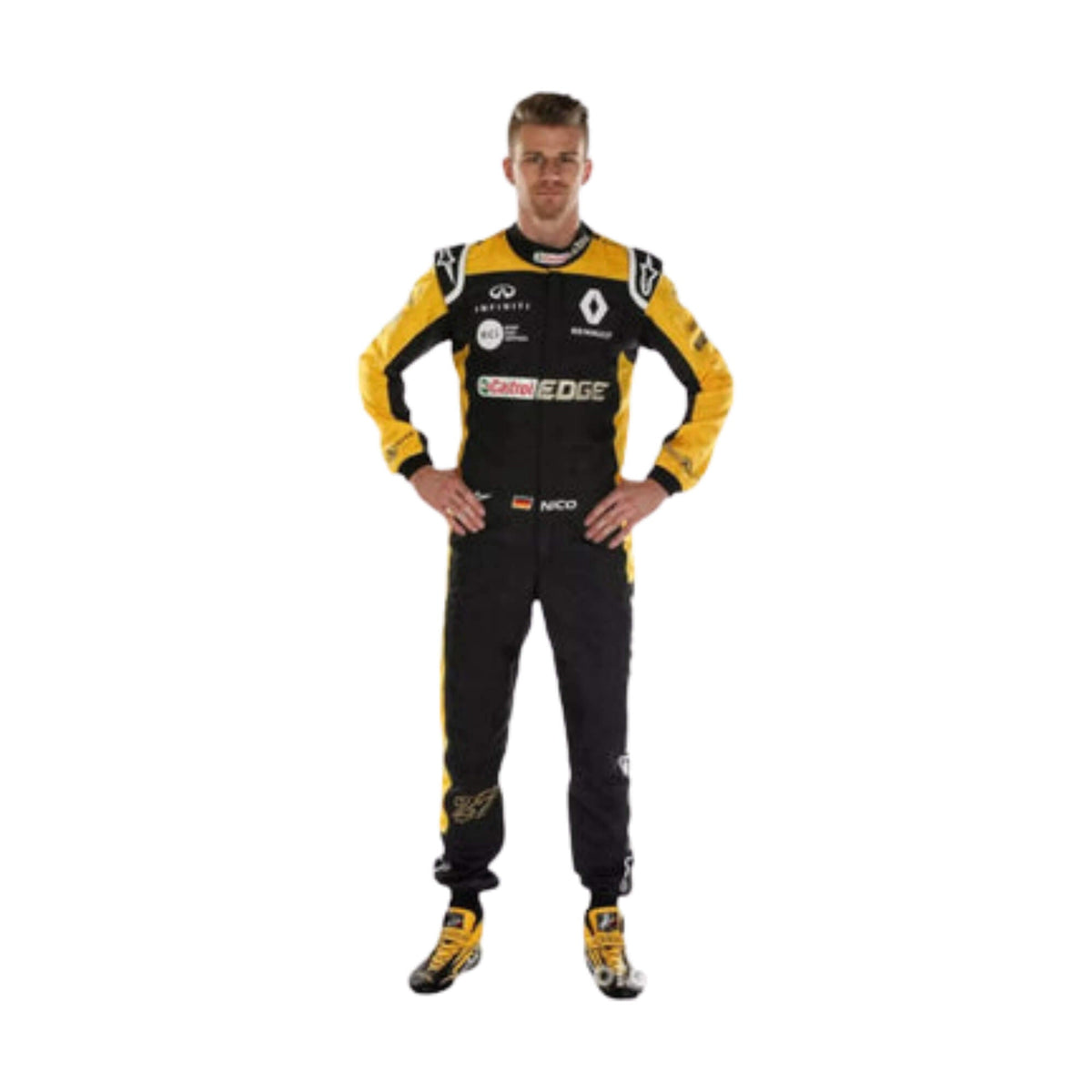 Nico Hulkenberg Haas racing suit side view