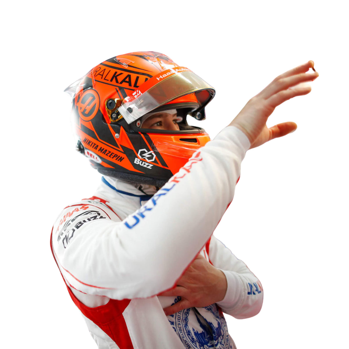 Nikita Mazepin Haas 2021 British GP racing suit back view
