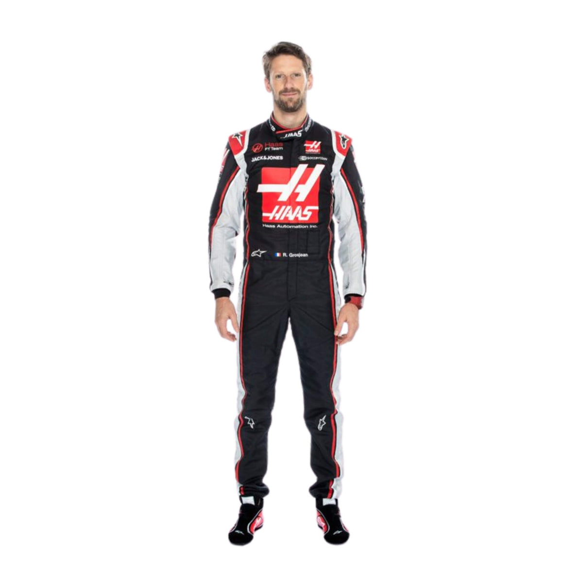 Romain Grosjean Haas 2020 Austrian GP racing suit side view