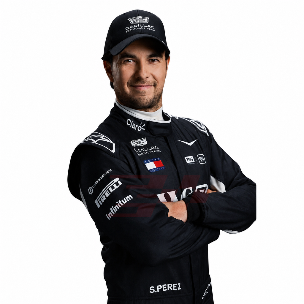 Sergio Perez Cadillac 2026 F1 racing suit back view