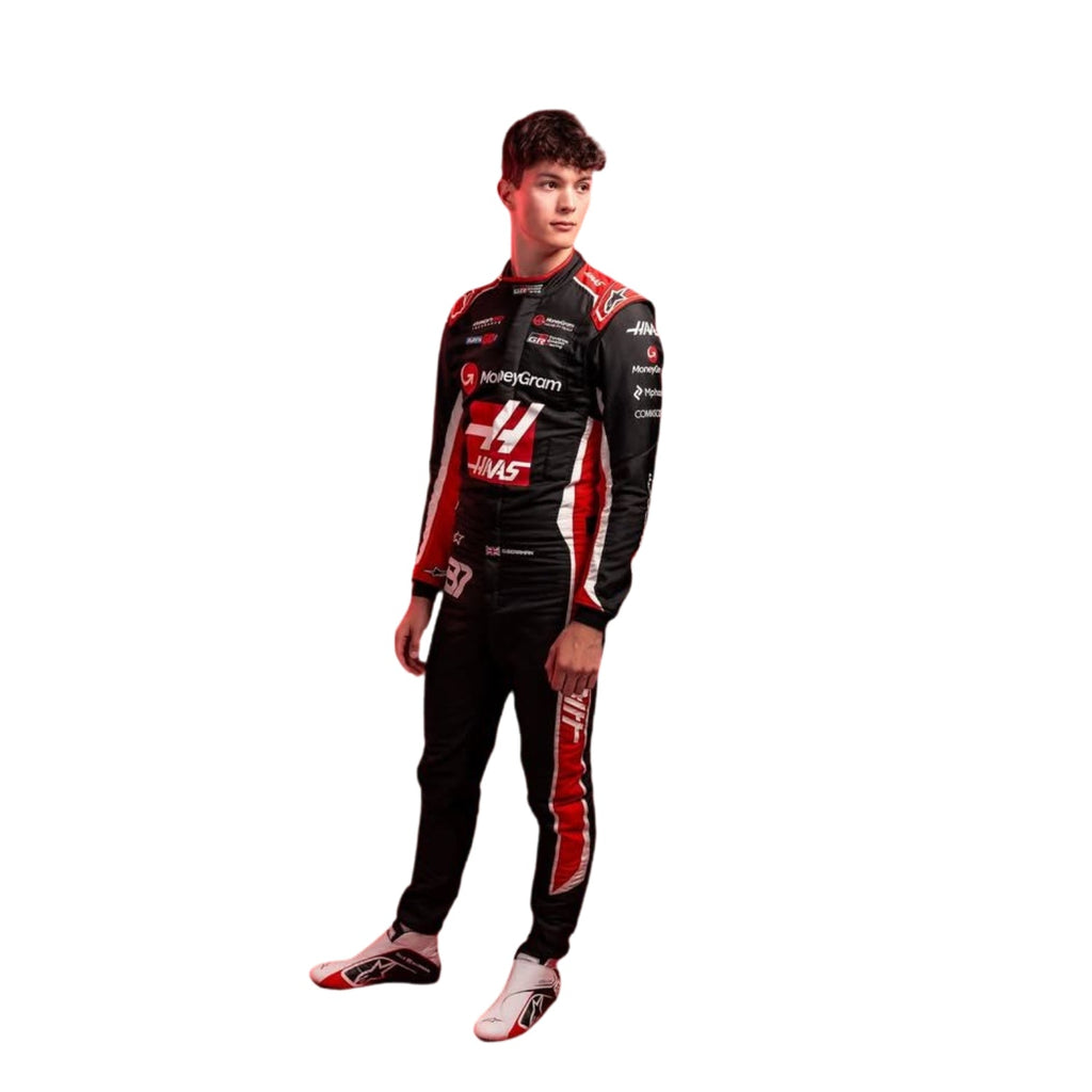 Oliver Bearman Haas 2025 breakthrough season suit back view